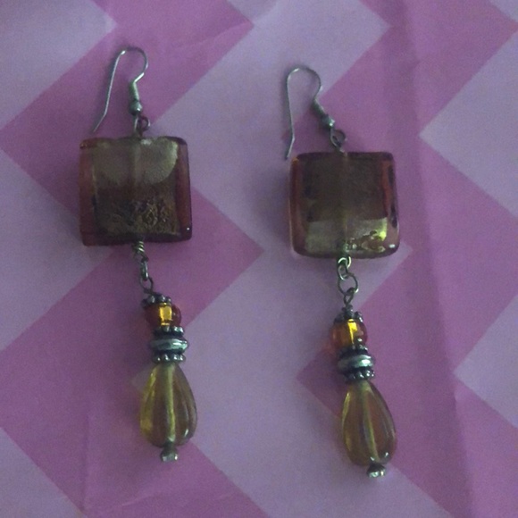 Warm tone beaded earrings - Picture 1 of 2